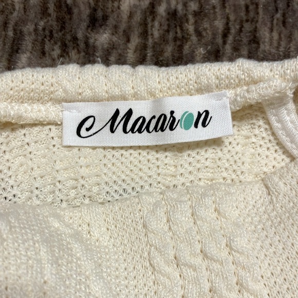 Macaron Light-Weight Textured Color Block Sweater One Cold Shoulder - Picture 2 of 5